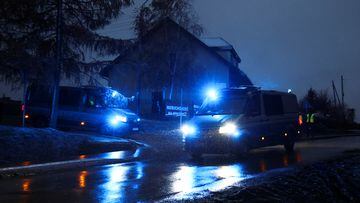 Police vehicles gather at a blockade near the site of an explosion in Przewodow, a village in eastern Poland near the border with Ukraine, November 18, 2022. REUTERS/Kacper Pempel