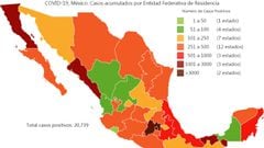 Mapa y casos de coronavirus en México por estados hoy 2 mayo