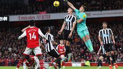 LONDON, ENGLAND - JANUARY 03: Newcastle United goalkeeper Nick Pope punches the ball away during the Premier League match between Arsenal FC and Newcastle United at Emirates Stadium on January 3, 2023 in London, United Kingdom. (Photo by Charlotte Wilson/Offside/Offside via Getty Images)