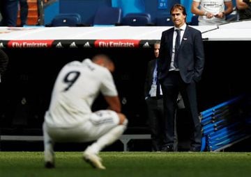 Julen Lopetegui and Karim Benzema react to defeat in the Bernabéu.