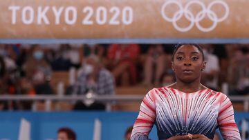 Simone Biles of Team United States competes in the Women&#039;s Balance Beam Final on day eleven of the Tokyo 2020