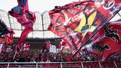 Kashima Antlers&#039; fans wave their flags during the AFC Champions League final football match between Japan&#039;s Kashima Antlers and Iran&#039;s Persepolis in Kashima, on November 3, 2018.