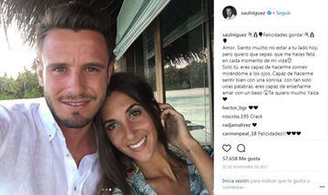 El jugador rojiblanco dejó este bonito mensaje de amor a su pareja Yaiza en su cuenta de Instagram 