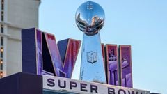 LAS VEGAS, NEVADA - FEBRUARY 03: Part of a Super Bowl LVIII display is shown on the Las Vegas Strip in front of Caesars Palace on February 03, 2024 in Las Vegas, Nevada. The game will be played on February 11, 2024, between the San Francisco 49ers and the Kansas City Chiefs at Allegiant Stadium in Las Vegas.   Ethan Miller/Getty Images/AFP (Photo by Ethan Miller / GETTY IMAGES NORTH AMERICA / Getty Images via AFP)