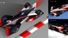 Los tres diseños presentados por el equipo Mahindra para el Fórmula E del futuro.