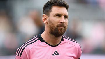 FORT LAUDERDALE, FLORIDA - MARCH 02: Lionel Messi #10 of Inter Miami CF reacts prior to a game against the Orlando City SC at DRV PNK Stadium on March 02, 2024 in Fort Lauderdale, Florida.   Megan Briggs/Getty Images/AFP (Photo by Megan Briggs / GETTY IMAGES NORTH AMERICA / Getty Images via AFP)