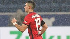 Rafael Santos Borr&eacute;, delantero colombiano, volvi&oacute; a marcar con el Eintracht Frankfurt tras tres partidos por la fecha 14 de la Bundesliga ante el Hoffenheim