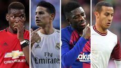 Paul Pogba (Manchester United), James Rodr&iacute;guez (Real Madrid), Ousmane Demb&eacute;l&eacute; (Barcelona) y Thiago Alc&aacute;ntara (Bayern Munich).
