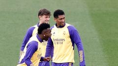 Vinicius y Bellingham, en un entrenamiento del Real Madrid.