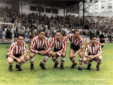 Athletic Bilbao's mythical frontline of the 50's: (left to right) IRIONDO, VENANCIO, ZARRA, PANIZO, GAINZA.