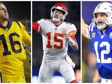 Jared Goff, Patrick Mahomes y Andrew Luck. 