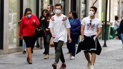 People wear protective face masks due to the coronavirus outbreak, in downtown Granada, Spain March 13, 2020. REUTERS/Jon Nazca