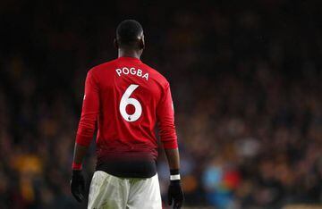 WOLVERHAMPTON, ENGLAND - APRIL 02: Paul Pogba of Manchester United during the Premier League match between Wolverhampton Wanderers and Manchester United at Molineux on April 02, 2019 in Wolverhampton, United Kingdom. (Photo by Catherine Ivill/Getty Images