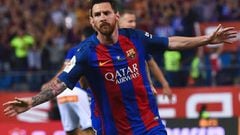 Barcelona&#039;s Argentinian forward Lionel Messi celebrates after scoring the opener during the Spanish Copa del Rey (King&#039;s Cup) final football match FC Barcelona vs Deportivo Alaves at the Vicente Calderon stadium in Madrid on May 27, 2017. / AFP PHOTO / Josep LAGO  ALEGRIA  PUBLICADA 09/06/17 NA MA32 1COL