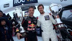 Loeb y Vettel posan con los trofeos del Race of Champions.