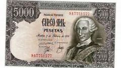 Este fue el primer diseño del billete de 5.000 pesetas
