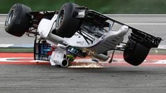Massa vuela boca abajo tras el choque con Magnussen en 2014.