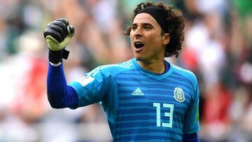 ROSTOV-ON-DON, RUSSIA - JUNE 23:  Guillermo Ochoa goalkeeper of Mexico celebrates the opening goal scored by Carlos Vela during the 2018 FIFA World Cup Russia group F match between Korea Republic and Mexico at Rostov Arena on June 23, 2018 in Rostov-on-Don, Russia.  (Photo by Hector Vivas/Getty Images)