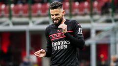 Olivier Giroud of AC Milan during the Italian championship Serie A football match between AC Milan and Empoli FC on March 12, 2022 at Giuseppe Meazza Stadium in Milan, Italy - Photo Fabrizio Carabelli / LiveMedia / DPPI AFP7  12/03/2022 ONLY FOR USE IN 
