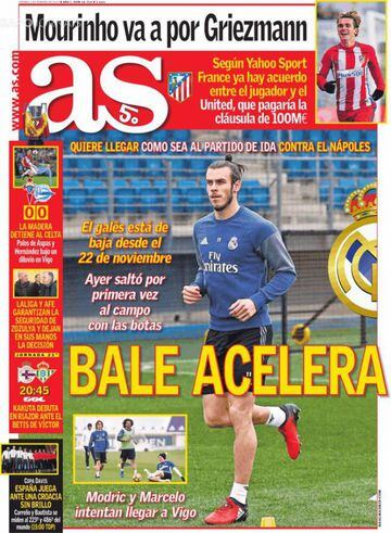 AS adelantó la noticia del regreso de Bale el pasado 3 de febrero.