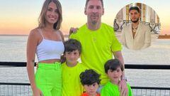 Messi y su familia, y Omar Montes.