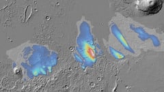 Descubren depósitos de agua helada en Marte