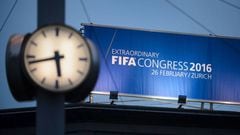A board advertising the FIFA electoral congress in Zurich. 