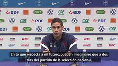 Varane y su futuro en el Madrid: "No quiero decir nada sobre eso"