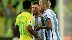 When Argentina returned from the tunnel to start the match against Brazil, Lionel Messi and Rodrygo had a heated discussion.