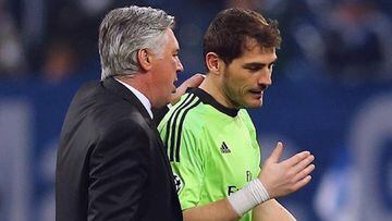 Casillas y Ancelotti compartieron en el Real Madrid en 2013/2014 El italiano le devolvi&oacute; la confianza al portero espa&ntilde;ol 