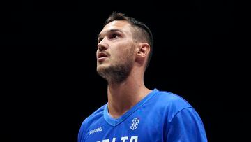 BOLOGNA, ITALY - AUGUST 12: Danilo Gallinari #8 of Italy looks on during the basketball International Friendly match between Italy and France at Unipol Arena on August 12, 2022 in Bologna, Italy. (Photo by Giuseppe Cottini/Getty Images)