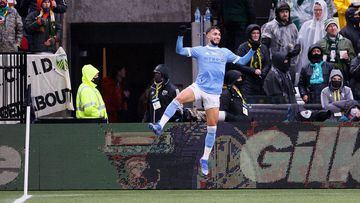 PORTLAND, OREGON - DECEMBER 11: Valentin Castellanos #11 of New York City celebrates a goal against the Portland Timbers during the first half of the 2021 MLS Cup final at Providence Park on December 11, 2021 in Portland, Oregon.   Steph Chambers/Getty Images/AFP == FOR NEWSPAPERS, INTERNET, TELCOS &amp; TELEVISION USE ONLY ==