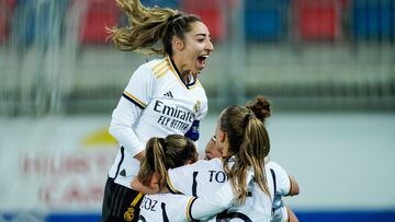 Oslo (Norway), 18/10/2023.- Real Madrid players celebrate the 3-0 victory in the UEFA Women's Champions League qualifying round soccer match between Valerenga and Real Madrid at the Intility stadium in Oslo, Norway, 18 October 2023. (Liga de Campeones, Noruega) EFE/EPA/Cornelius Poppe NORWAY OUT
