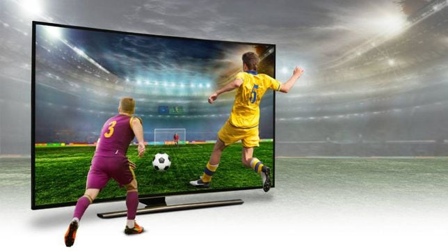 Televisor Smart TV con fútbol