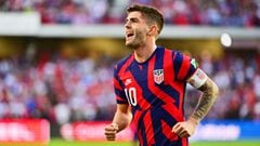 ORLANDO, FLORIDA - MARCH 27: Christian Pulisic #10 of the United States reacts during the first half against Panama at Exploria Stadium on March 27, 2022 in Orlando, Florida.   Julio Aguilar/Getty Images/AFP == FOR NEWSPAPERS, INTERNET, TELCOS &amp; TELE