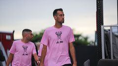 Inter Miami's Spanish midfielder #05 Sergio Busquets arrives for the Major League Soccer (MLS) football match between Inter Miami CF and Toronto FC at DRV PNK Stadium in Fort Lauderdale, Florida, on September 20, 2023. (Photo by Chris Arjoon / AFP)