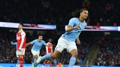Soccer Football - FA Cup - Fourth Round - Manchester City v Arsenal - Etihad Stadium, Manchester, Britain - January 27, 2023 Manchester City's Nathan Ake celebrates scoring their first goal REUTERS/Molly Darlington