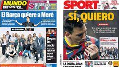 Portadas de los diarios Sport y Mundo Deportivo del d&iacute;a 30 de junio de 2017.