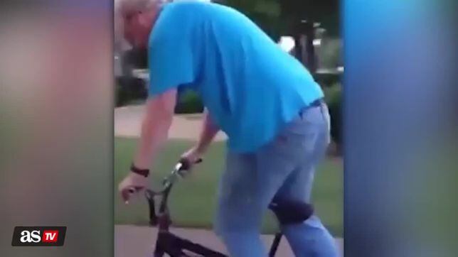 Grandfather goes viral for skills on grandson’s bike