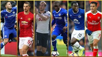 Loas seis candidatos a mejor jugador del a&ntilde;o de la Premier League otorgados por la PFA.