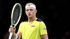 Spain's Alejandro Davidovich Fokina looks on during his men's singles match against US' Ben Shelton on day one of the Paris ATP Masters 1000 tennis tournament at the Accor Arena - Palais Omnisports de Paris-Bercy - in Paris on October 30, 2023. (Photo by JULIEN DE ROSA / AFP)