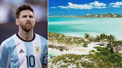Im&aacute;genes de Lionel Messi con la camiseta argentina y de las Islas Turcas y Caicos del Caribe.
