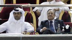 Al Khelaifi y Florentino P&eacute;rez en Doha, durante un amistoso PSG - Real Madrid.