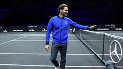 LONDON, ENGLAND - SEPTEMBER 20: Roger Federer of Team Europe looks on ahead of the Laver Cup at The O2 Arena on September 20, 2022 in London, England. (Photo by Julian Finney/Getty Images for Laver Cup)