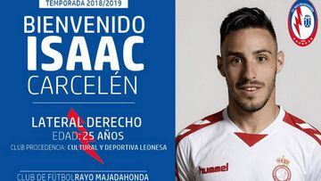 El Rayo Majadahonda anuncia la llegada de Isaac Carcelén