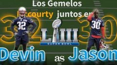 Los Gemelos Jason y Devin Mccourty en el Super Bowl LIII