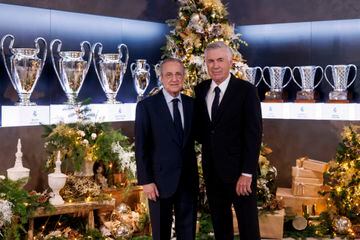 Florentino Pérez y Ancelotti, entrenador del Primer equipo del Real Madrid.
