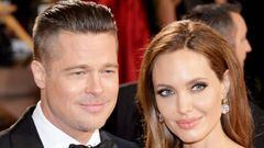 Brad Pitt y Angelina Jolie posando en un evento p&uacute;blico.