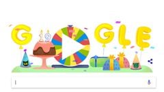 Google celebra su 19 aniversario con un doodle en forma de ruleta de la fortuna.