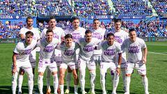 Los jugadores del Real Valladolid salieron con una camiseta de ánimo a Anuar antes del encuentro ante el Getafe.